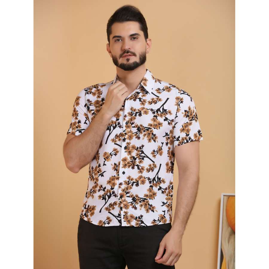 Camisa social com estampa fashion floral