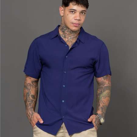 Camisa De Botão Masculina...