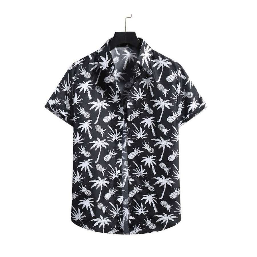 Camisa de praia havaiana de manga curta masculina, camisas