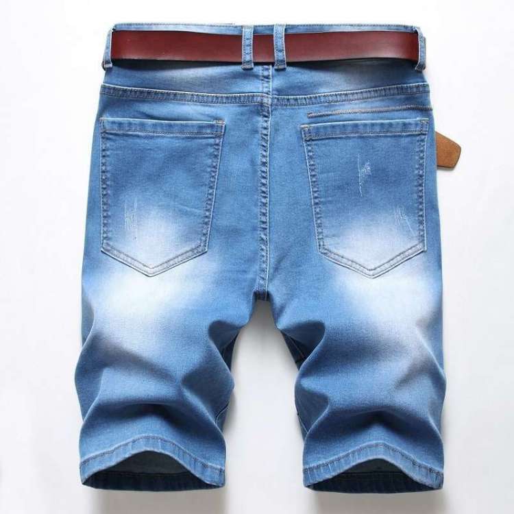 Short Jeans Masculino Desfiado Casual com Bolso Bermuda Longa