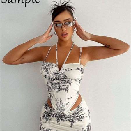 Conjunto Com Estampa Floral Estilo Casual Feminino Blusa E Saia Longa Moda Verão